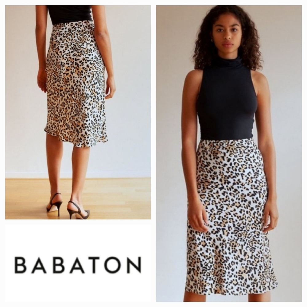 BABATON Leopard Cheetah Print Midi Slip Skirt ARITZIA Size 0